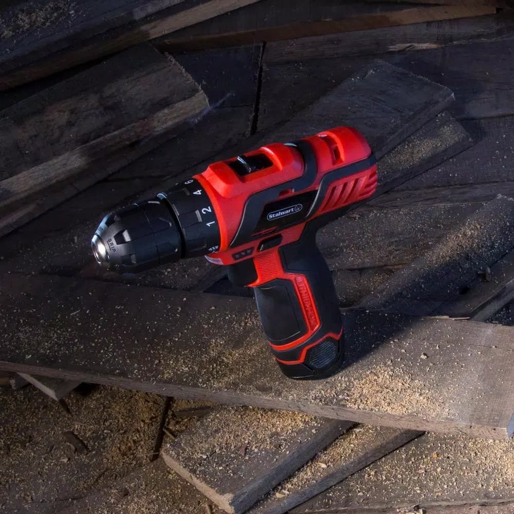 Stalwart 12V Lithium-Ion 3/8 in. Cordless 2-Speed Drill Set, 75-Piece Kit