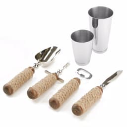 Mind Reader Products 4-Piece Bar Tool Set with Rope-Wrapped Handles, Stainless Steel thumbnail 3