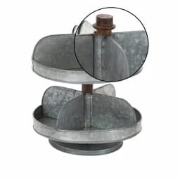 LITTON LANE Industrial Arts 2-Tier Iron Tray Stand with Galvanized Finish, Gray thumbnail 3