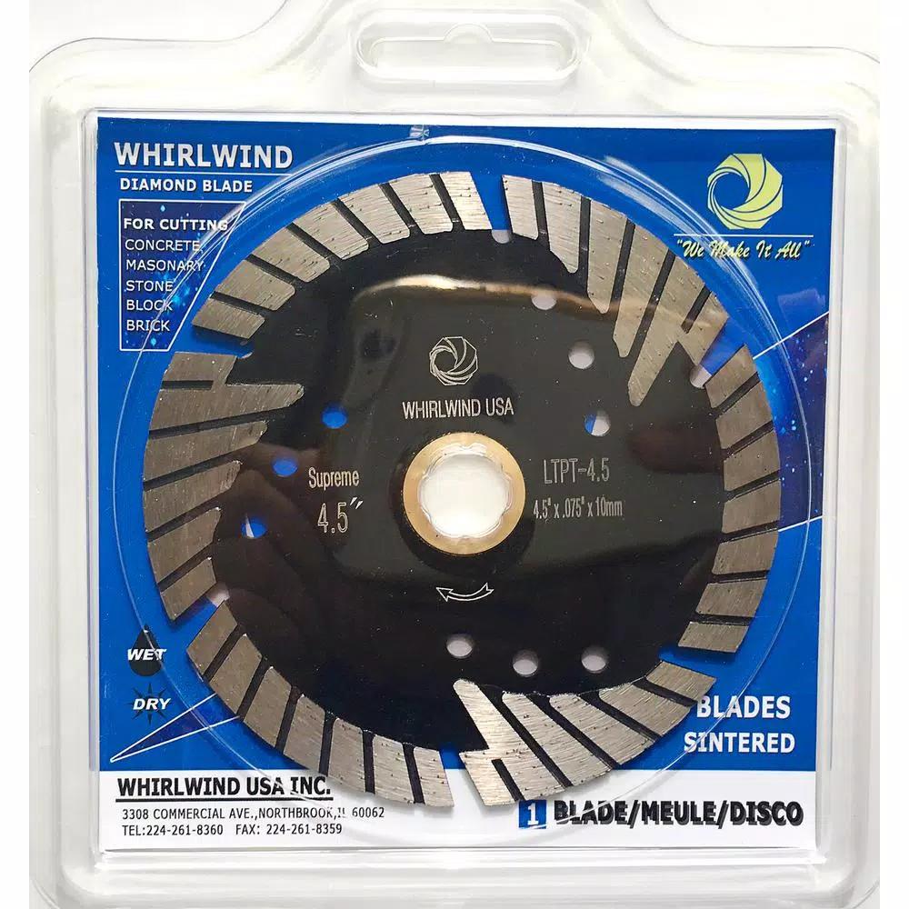 Whirlwind USA 4-1/2 in. Turbo Segmented Diamond Saw Blade for Granite, Marble, and Concrete