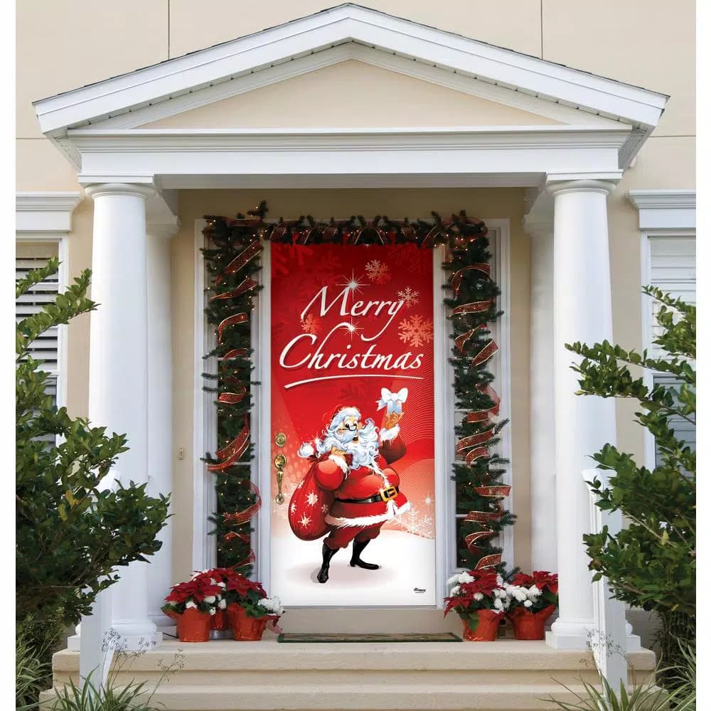 My Door Decor Santa's Merry Christmas Front Door Mural Sign, 36 in. x 80 in.