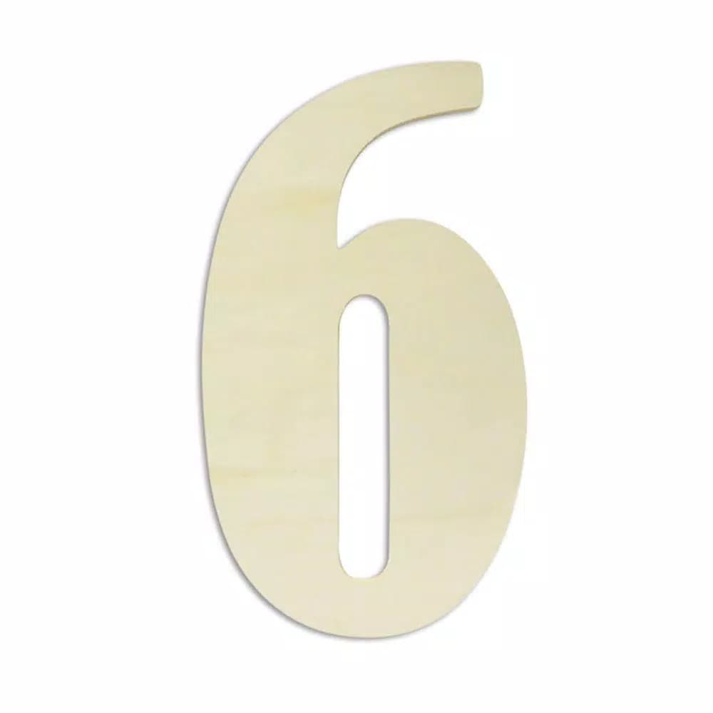 Jeff McWilliams Designs 18 in. Oversized Unfinished Wood Number 6 Wall Decor