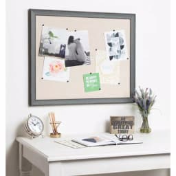 Kate and Laurel Kenwick Gray Framed Linen Fabric Pinboard Memo Board, Farmhouse Style thumbnail 5