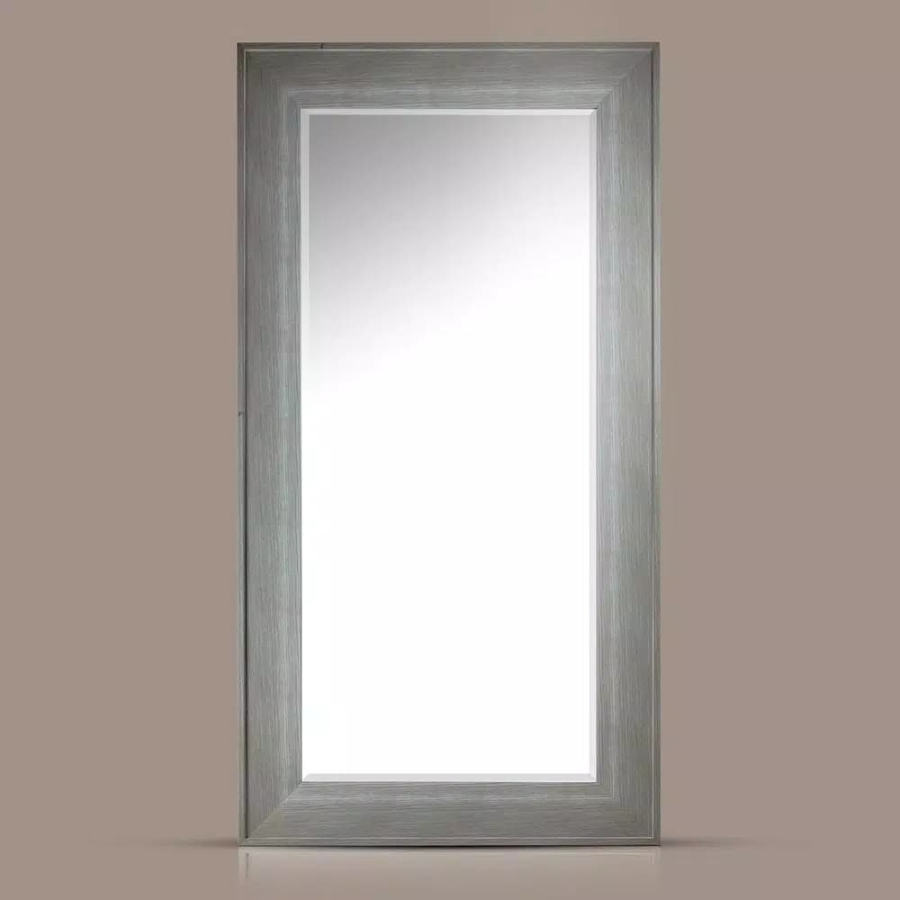 Crystal Art Gallery Large Rectangle White Modern Mirror with Wood Grain Finish (46.5 in. H x 25 in. W)