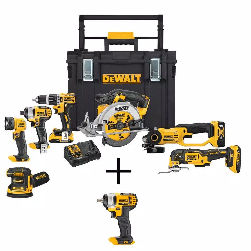 DEWALT 20V MAX Cordless 7-Tool Combo Kit with ToughSystem Case, 3 Batteries & Impact Wrench