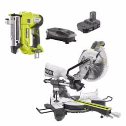 RYOBI 10 in. Sliding Compound Miter Saw and 18V ONE+ AirStrike Pin Nailer Kit thumbnail 1