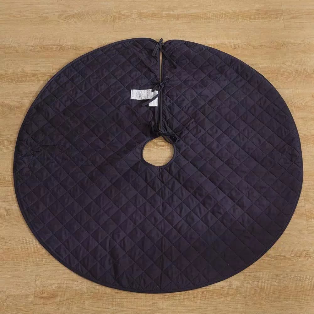 Country Living 48 in. Christmas Carol Plaid and Star Quilted Tree Skirt, Navy and Green