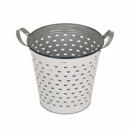 Glitzhome Farmhouse Enamel Metal Basket Set of 2 - White and Galvanized Iron Storage Baskets thumbnail 7