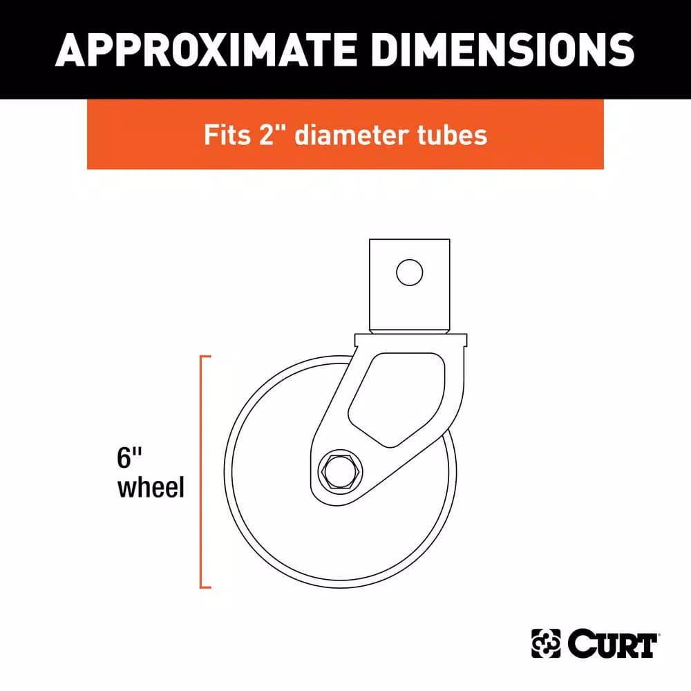 CURT 6" Jack Caster for 2" Diameter Tubes, 1,200 lbs. Capacity