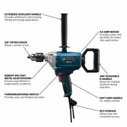 Bosch GBM9-16 9.0 Amp 5/8 in. Corded Drill/Mixer with Variable Speed thumbnail 2