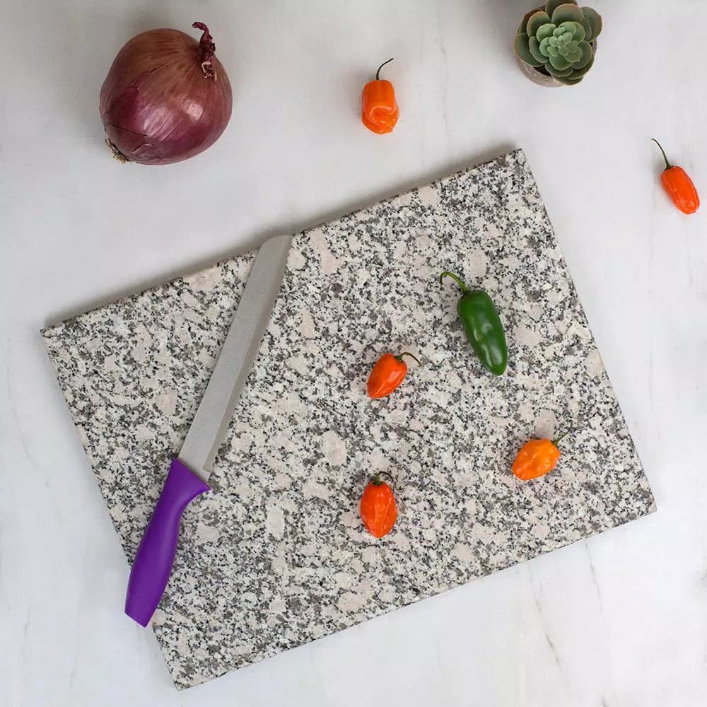 Home Basics 12 x 16 in. White Granite Cutting Board, Rectangular Heavy-Duty Chopping Board