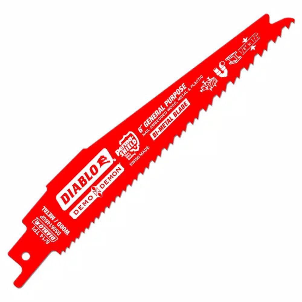 Diablo Demo Demon 6 in. 8/14 TPI General Purpose Reciprocating Saw Blades, 5-Pack
