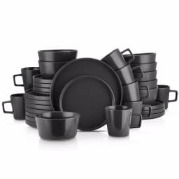 Stone Lain 32-Piece Modern Black Matte Stoneware Dinnerware Set, Service for 8 thumbnail 1