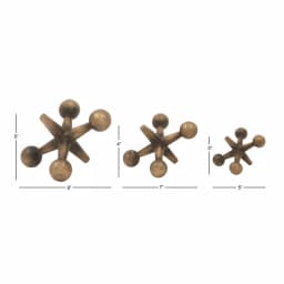 LITTON LANE Iron Metal Gold Jacks Sculptures Set of 3 - Industrial Modern Decorative Statuary thumbnail 4