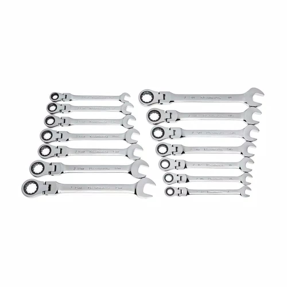 GearWrench 14-Piece 12-Point SAE/Metric Flex Head Ratcheting Combination Wrench Set