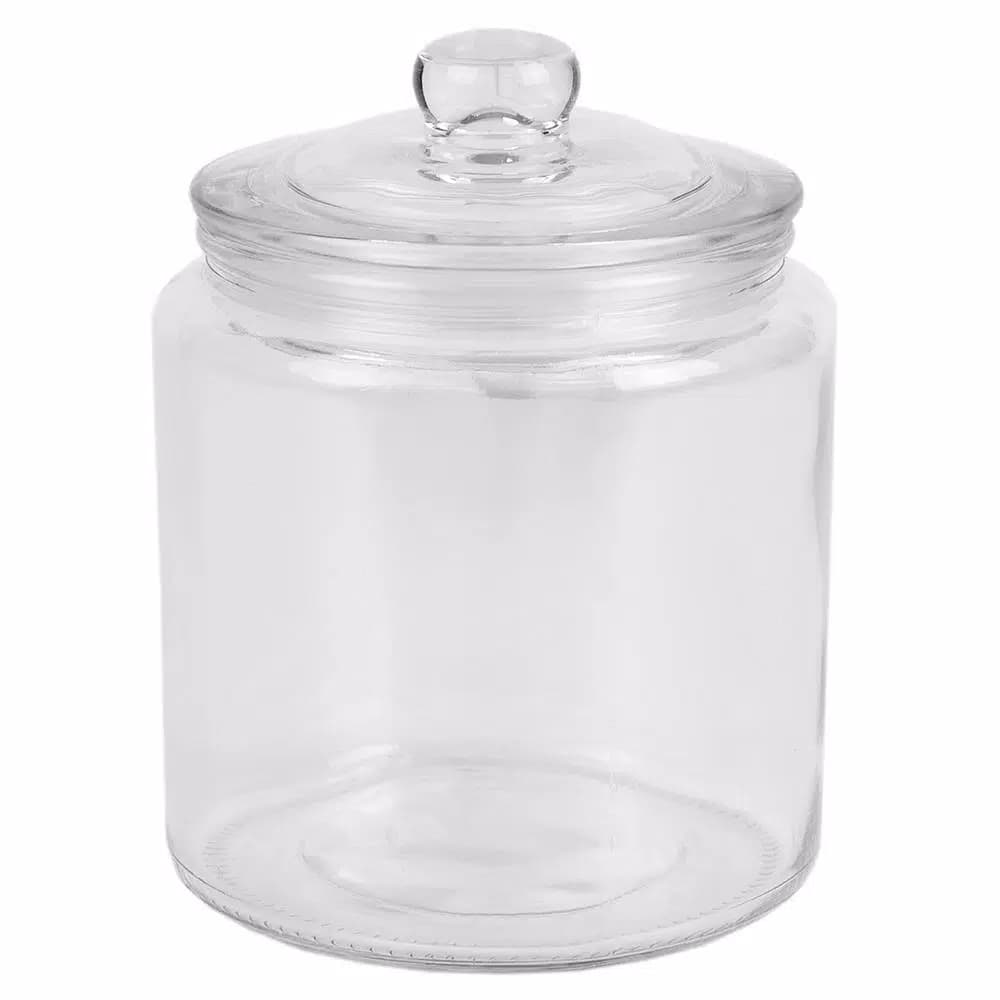 Unbranded Renaissance Collection Small Clear Glass Canister with Easy Grab Knob Lid
