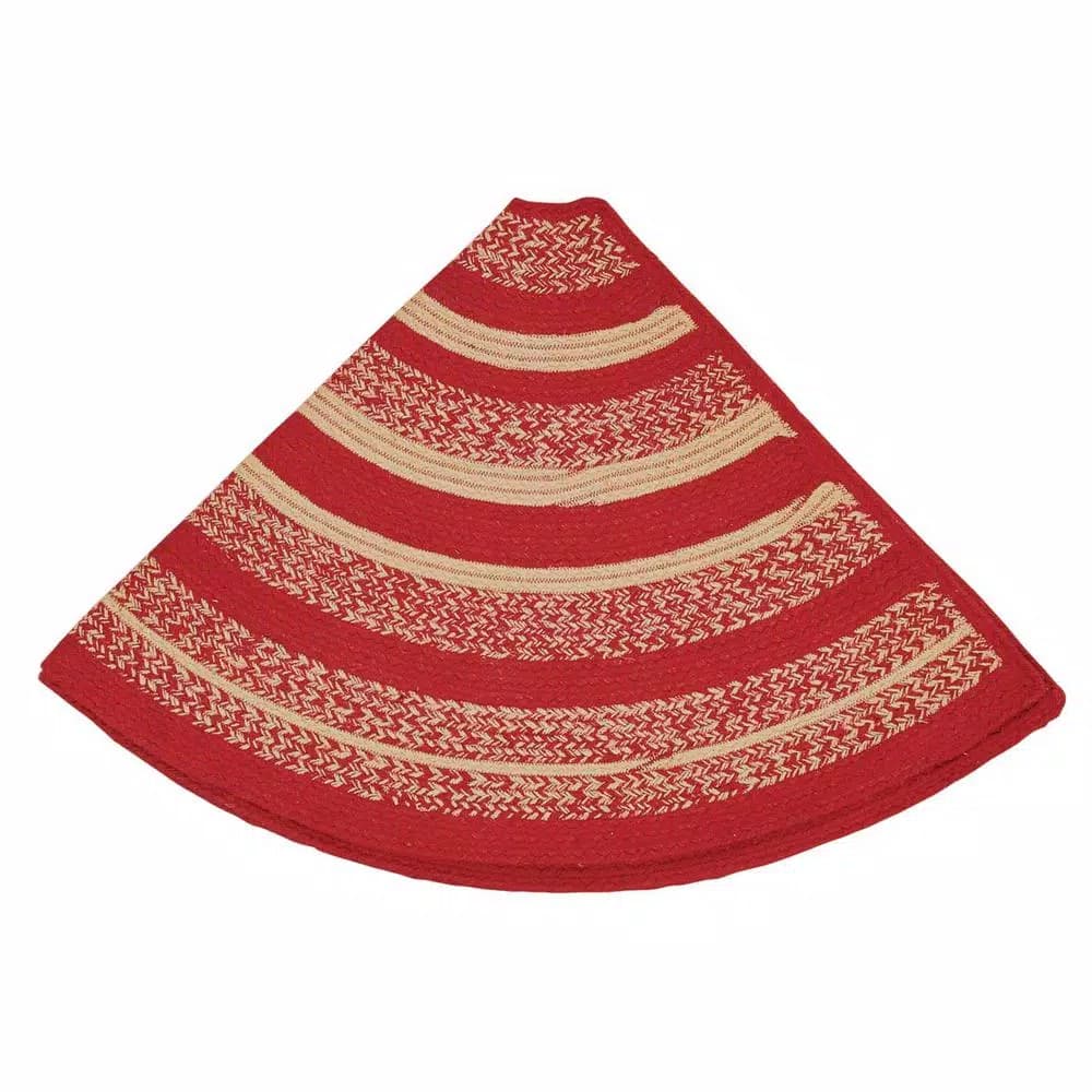 VHC Brands 50 in. Cunningham Cherry Red and Natural Jute Christmas Tree Skirt