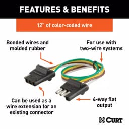 CURT 4-Way Flat Trailer Connector Kit with 12" Color-Coded Wires thumbnail 4