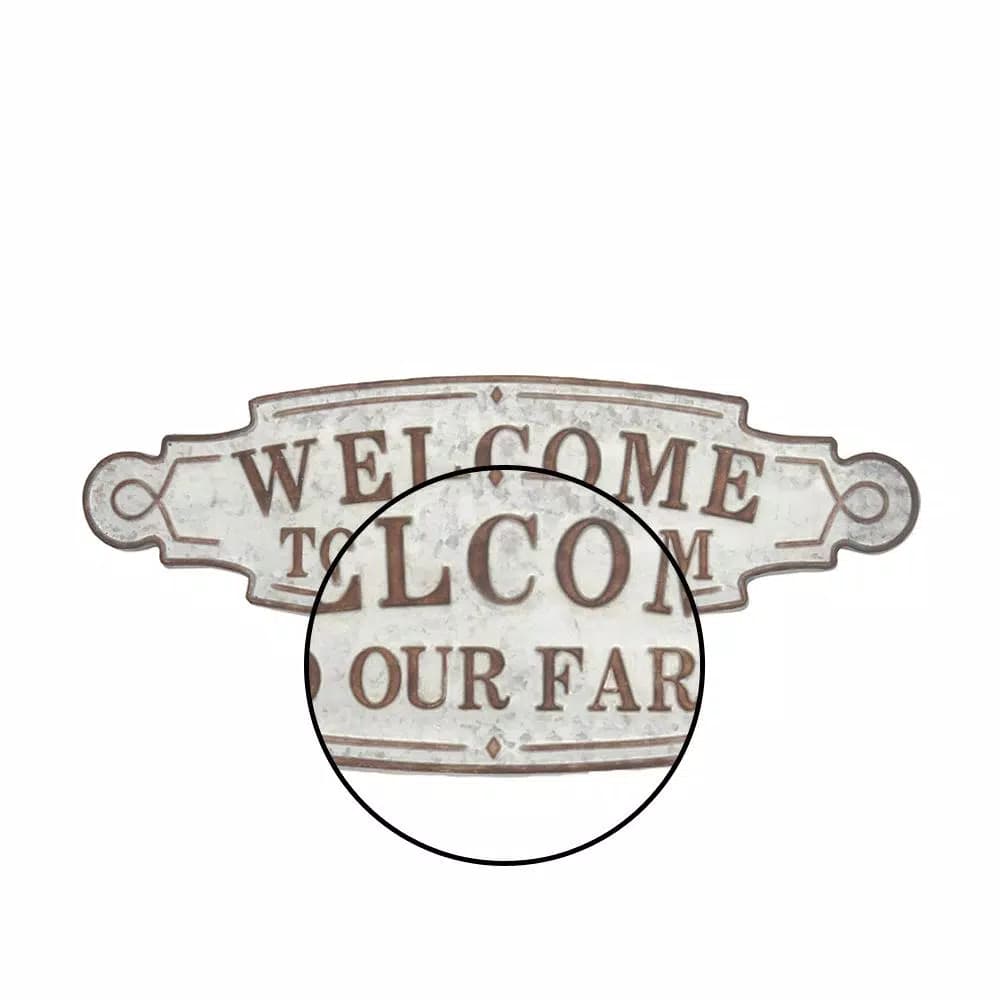 LITTON LANE 36 in. x 11 in. Welcome to Our Farm Metal Wall Sign - Rustic Farmhouse Decor