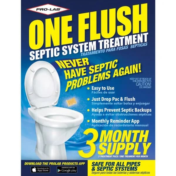 PRO-LAB One Flush Septic Treatment 3 Month Supply - High Strength Bacteria Formula