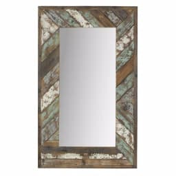 Aspire Home Accents Brogan Large Rectangle Multi-Colored Reclaimed Wood Accent Mirror with Hooks thumbnail 1