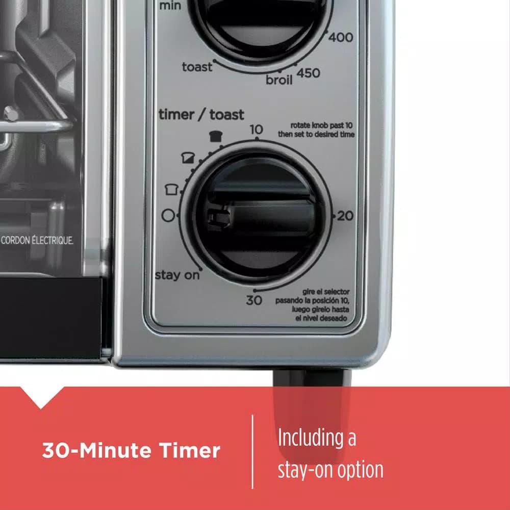 BLACK+DECKER 4-Slice Black Stainless Steel Toaster Oven with EvenToast Technology