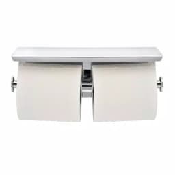 Alpine Industries Double Post Toilet Paper Holder with Storage Shelf, Chrome Finish thumbnail 3