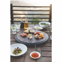 Picnic Time Acacia Wood Lazy Susan Rotating Serving Tray with 1" Chalkboard Rim thumbnail 4