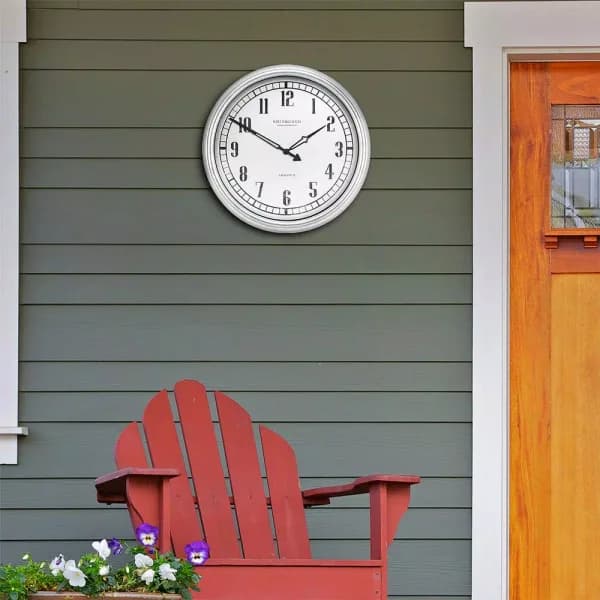 Equity by La Crosse 16 in. Silver Quartz Indoor/Outdoor Wall Clock with UV Protected Dial