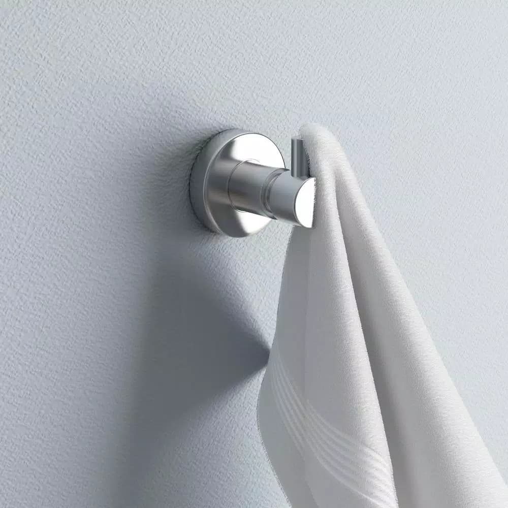 No Drilling Required Loxx Single Robe Hook in Chrome - No-Drill Mounting System for Glass, Tile, and Wood