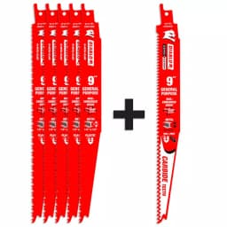 Diablo Demo Demon 9 in. 8/14 TPI General Purpose Reciprocating Saw Blades, 5-Pack + Bonus Carbide Blade thumbnail 1
