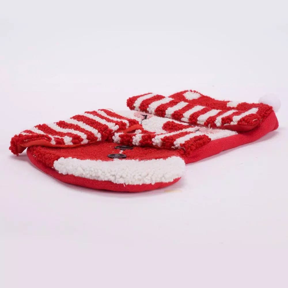 Glitzhome 20 in. Handmade 3D Snowman Christmas Stocking - Red & White Hooked Holiday Decor