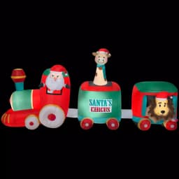 Airblown 12 ft. W Inflatable Pre-Lit Plush Santa in Circus Train Christmas Decoration thumbnail 6
