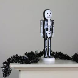 Northlight 14 in. Black and White Skeleton Wooden Halloween Nutcracker Standing Decor thumbnail 2