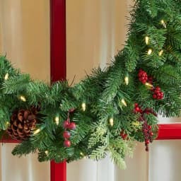 Home Accents Holiday 30 in. Winslow Fir Pre-lit Artificial Christmas Wreath with 50 Warm White LED Lights and Timer thumbnail 4