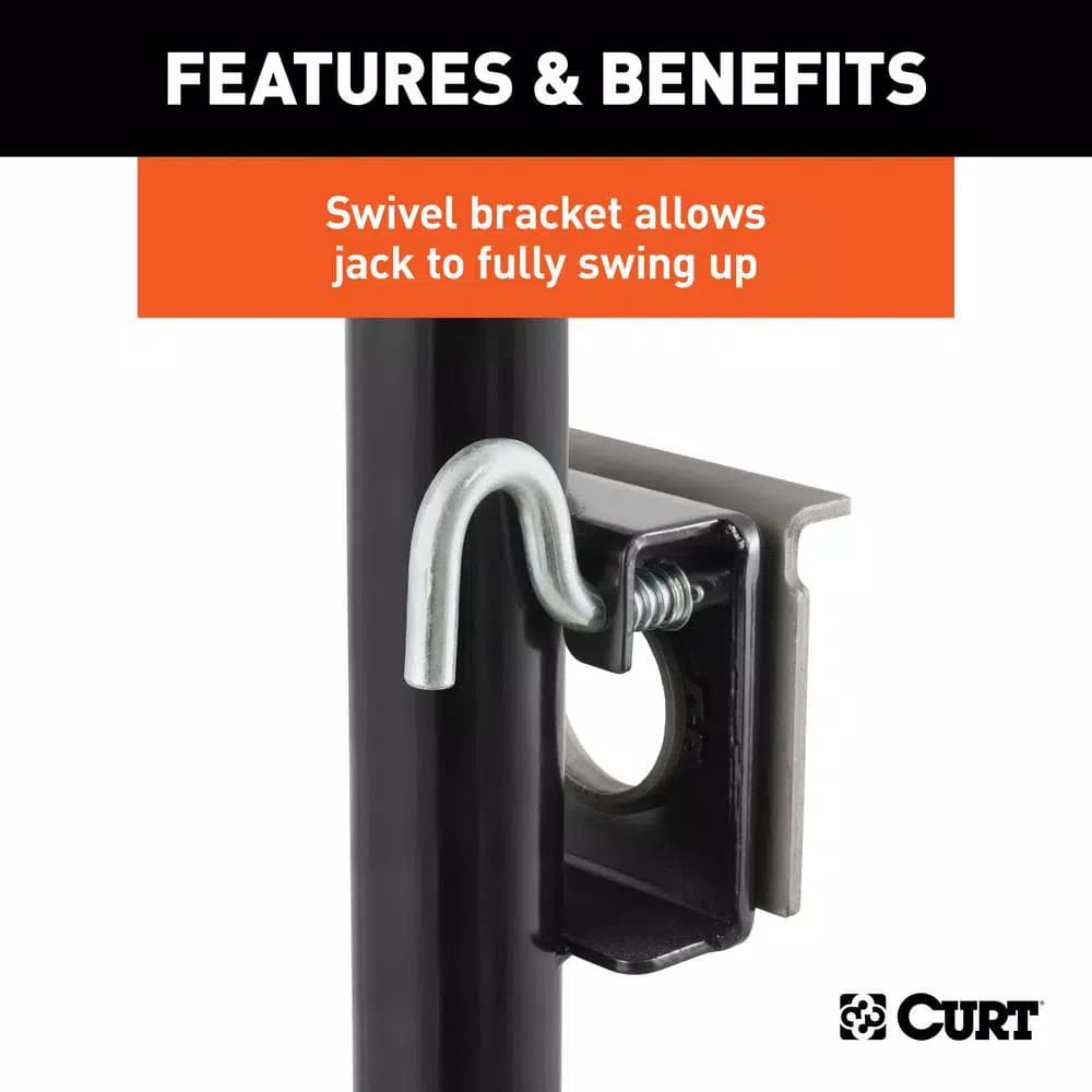 CURT Bracket-Mount Swivel Trailer Jack with Side Handle, 2,000 lbs. Capacity, 10 in. Travel