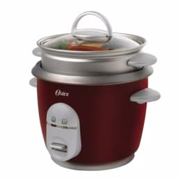 Oster 6-Cup Rice Cooker with Steaming Tray, Measuring Cup and Rice Paddle - Red thumbnail 1