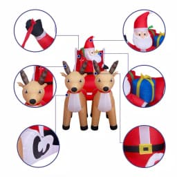 JOYDECOR 5 ft. Santa Claus on Sleigh with 2 Reindeer Christmas Inflatable Outdoor Decoration with LED Lights thumbnail 7