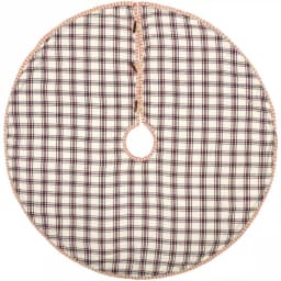 VHC Brands 48 in. Amory Ivory White and Brick Red Plaid Farmhouse Christmas Tree Skirt thumbnail 1