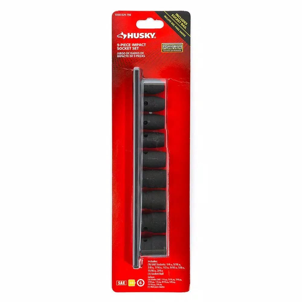 Husky 3/8 in. Drive SAE Impact Socket Set, 9-Piece