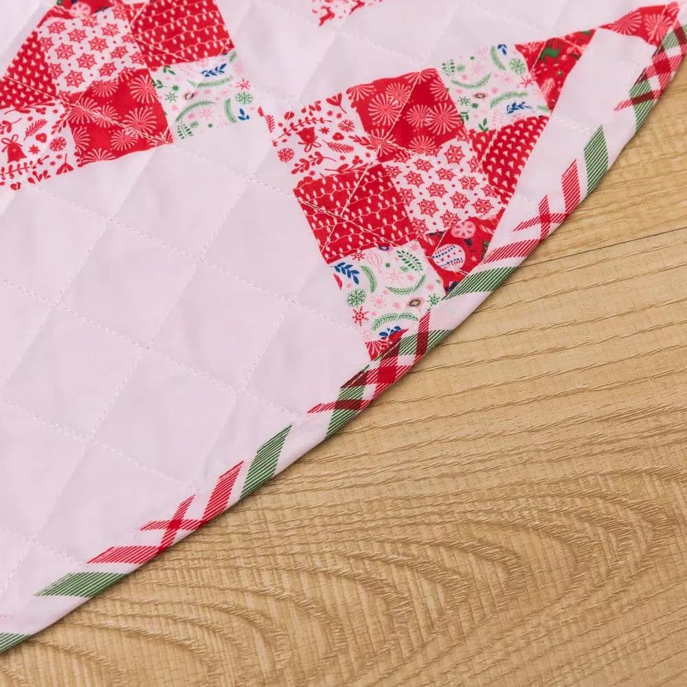 Country Living Angelina 48 in. Reversible Quilted Tree Skirt, Red and White Patchwork Star