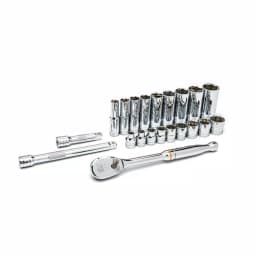 GEARWRENCH 3/8 in. Drive SAE Standard Socket Set with Ratchet and Extensions, 21-Piece thumbnail 2