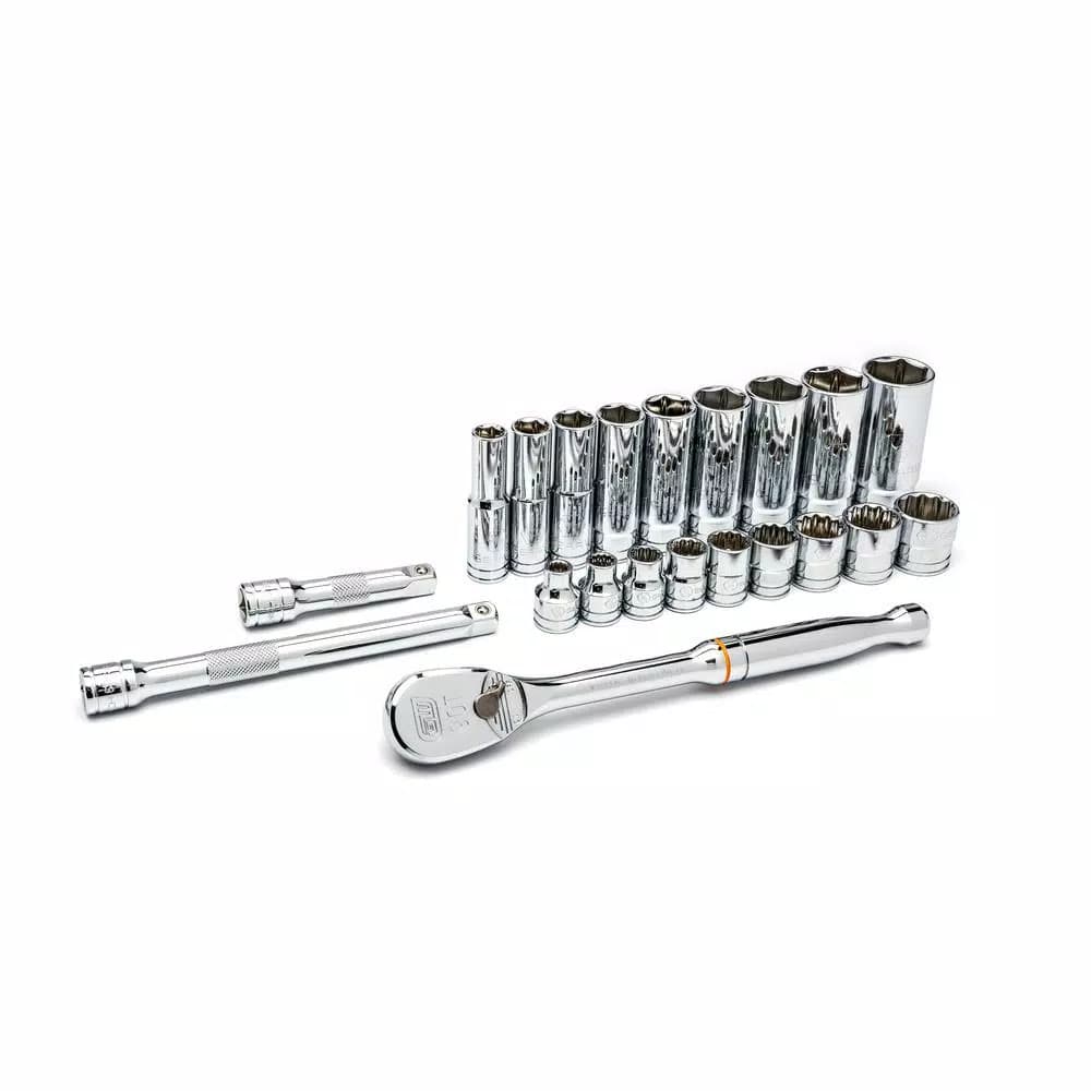 GEARWRENCH 3/8 in. Drive SAE Standard Socket Set with Ratchet and Extensions, 21-Piece