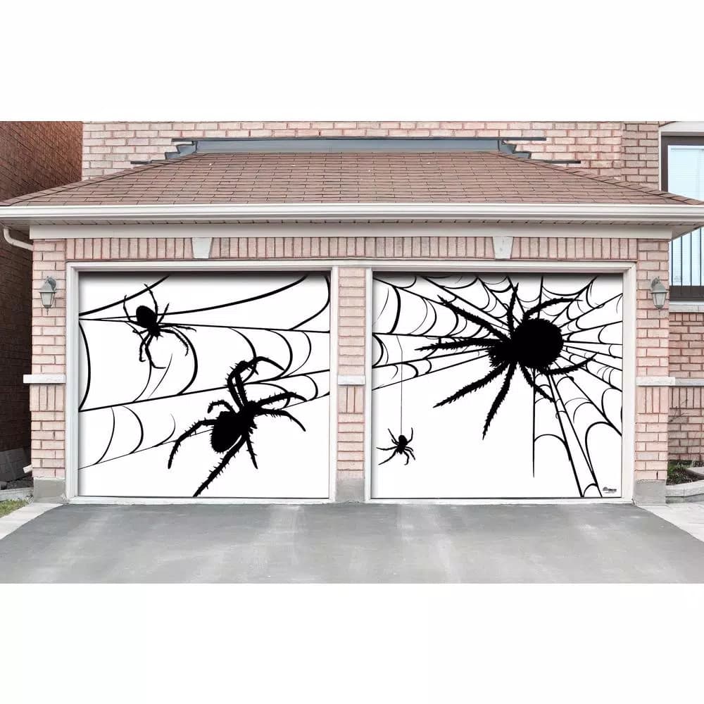 Unbranded 7 ft. x 8 ft. Spiders Halloween Garage Door Mural Decor - Vinyl Banner