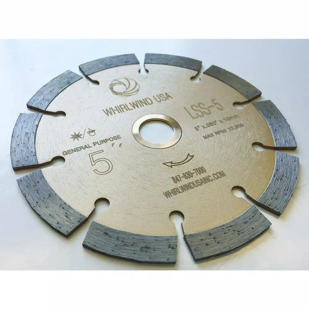 Whirlwind USA 5 in. Segmented Diamond Blade for Concrete, Stone, Brick, and Masonry