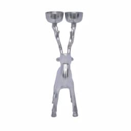 Unbranded 8.5 in. Silver Aluminum Reindeer Tea Light Candle Holder - Set of 1 thumbnail 3