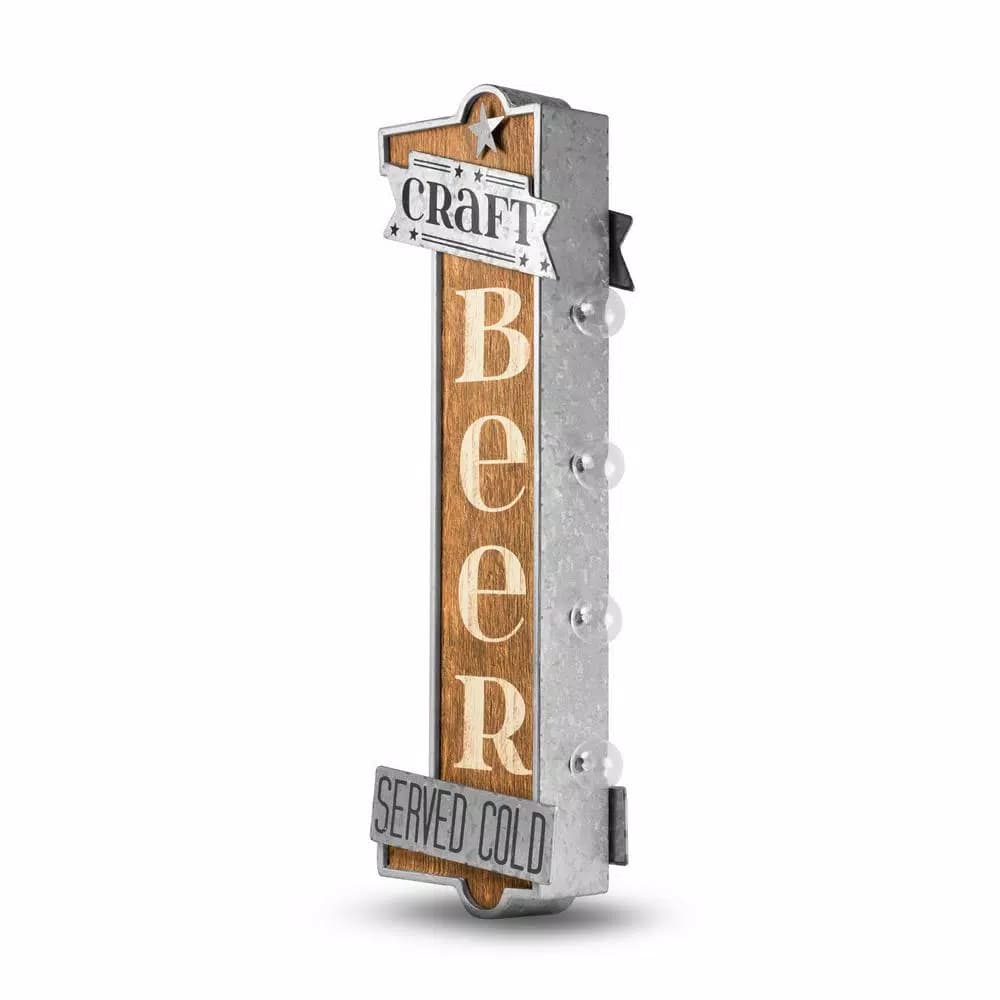 Crystal Art Gallery Craft Beer Served Cold Metal Marquee LED Sign - Vintage Style