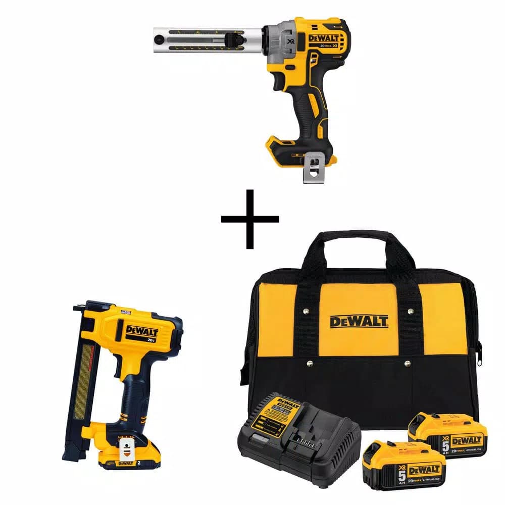 DEWALT 20V MAX XR Brushless Cordless Cable Stripper and Stapler Kit with (2) 5.0Ah & (1) 2.0Ah Batteries
