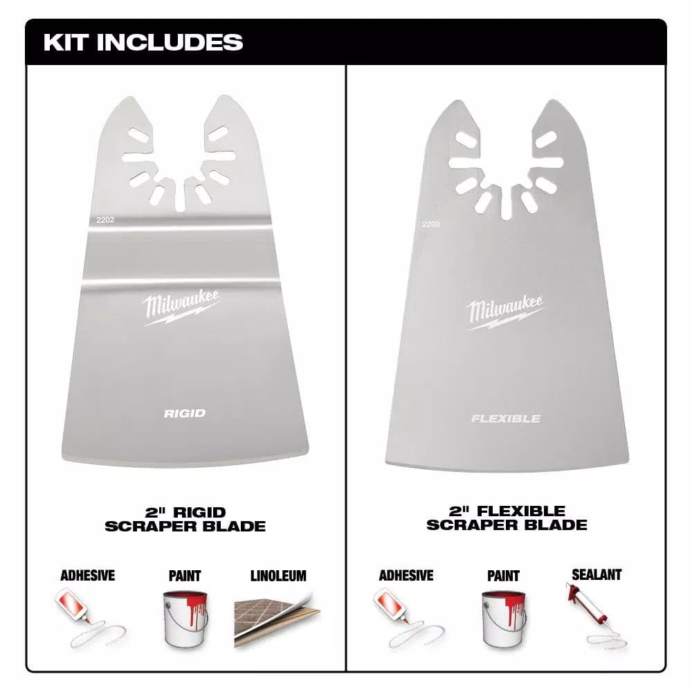 Milwaukee OPEN-LOK 2-Piece Stainless Steel Scraper Blade Kit for Oscillating Multi-Tools
