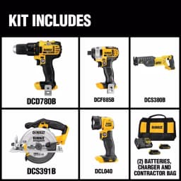 DEWALT 20V MAX Cordless 5-Tool Combo Kit with 2 Batteries and Charger thumbnail 2